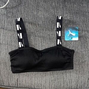 Puma Black Bralette with Logo Straps